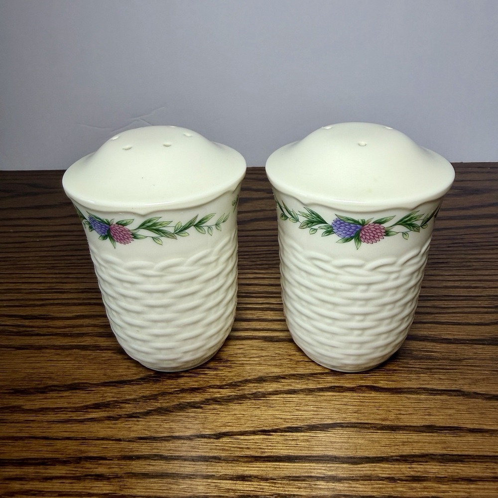 Vtg Noritake Japan Conservatory Gala Basket Weave Salt & Pepper Shaker Floral